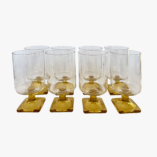 vintage cocktail glasses with square ochre stem