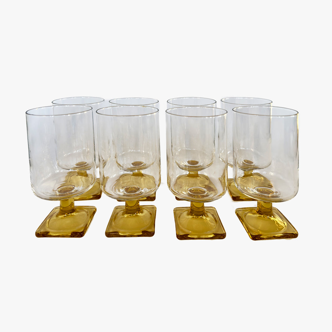 vintage cocktail glasses with square ochre stem