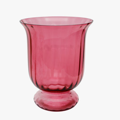 vintage raspberry glass footed vase