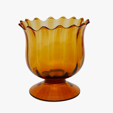 vintage amber footed glass vase