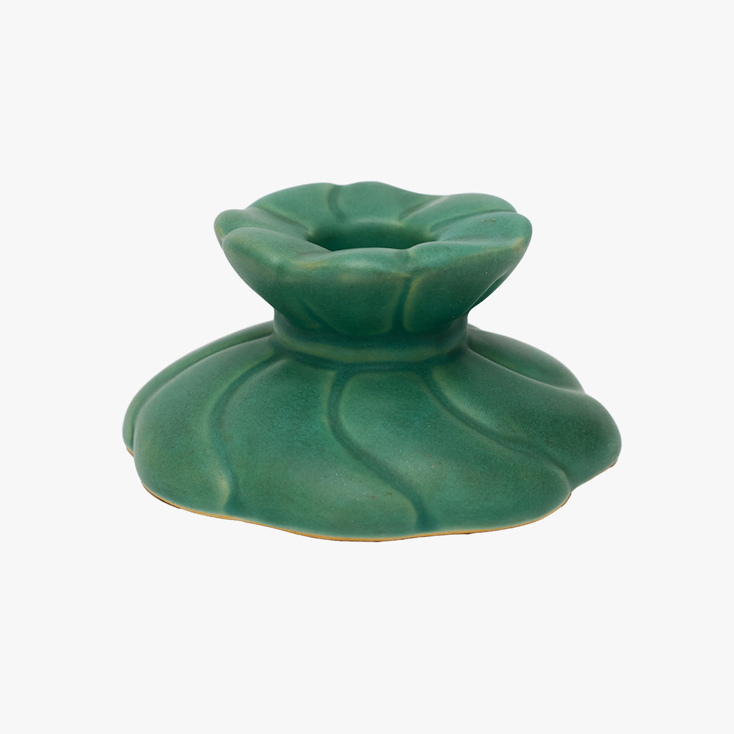 vintage green Weller pottery candle holder