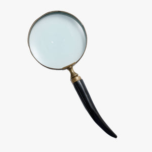 vintage brass and horn magnifying glass