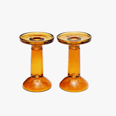 vintage amber glass candle holders