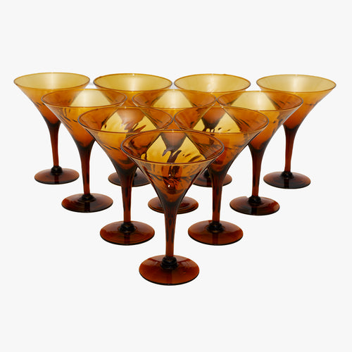 vintage hand blown amber martini glass