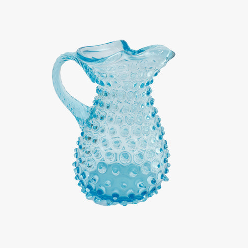 vintage pale turquoise blue hobnail pitcher