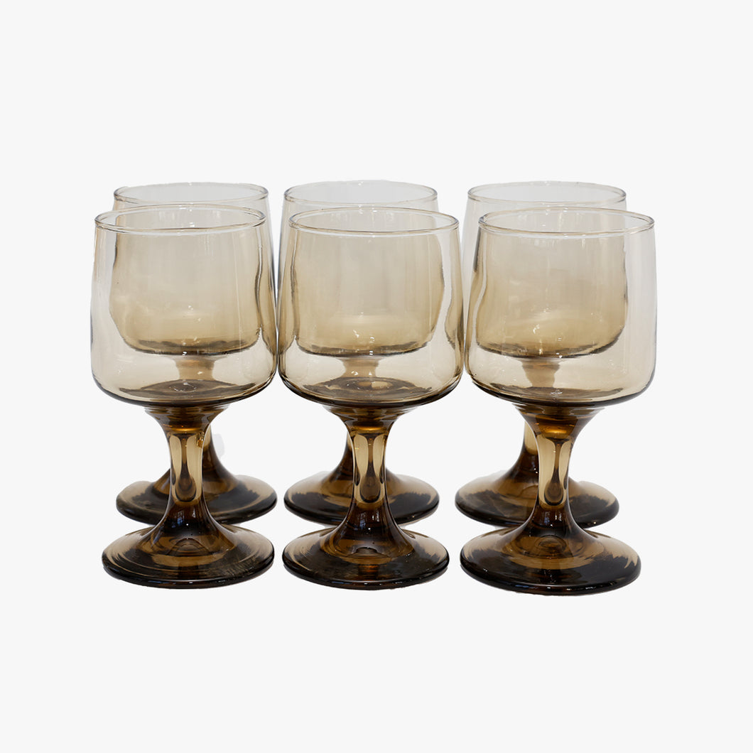 vintage smokey brown wine glasses