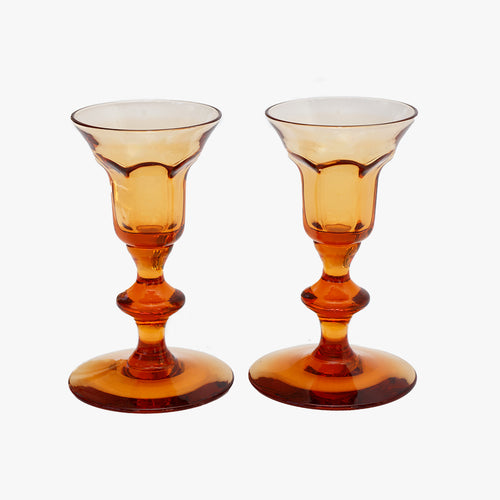 vintage amber candle holders