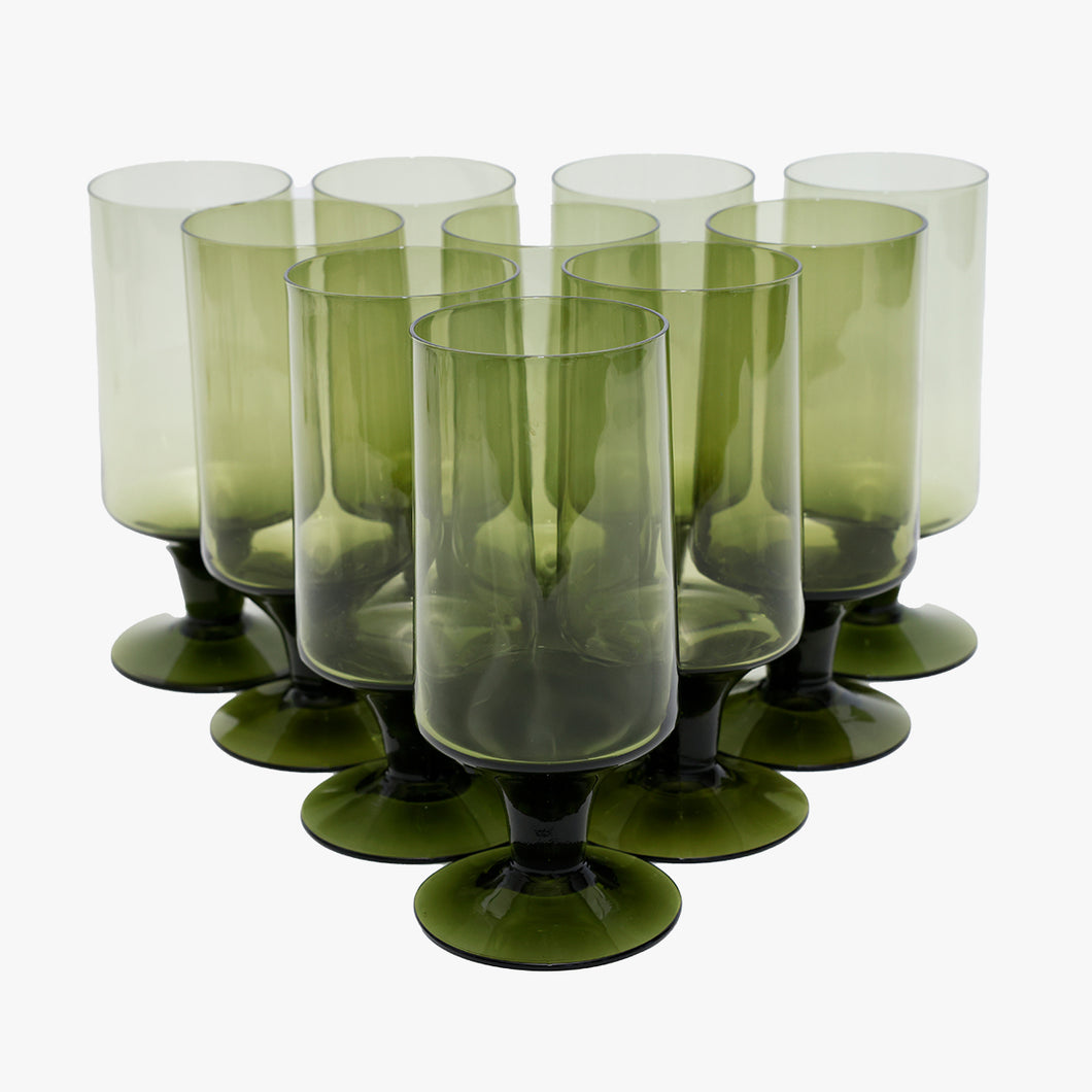 vintage green goblet glasses