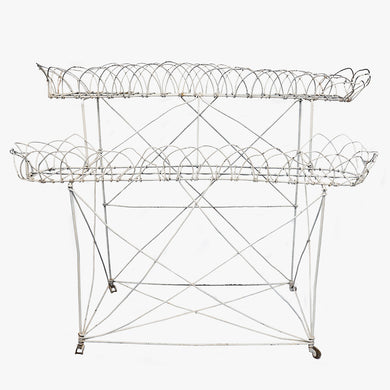 antique metal wire 2-tier plant stand