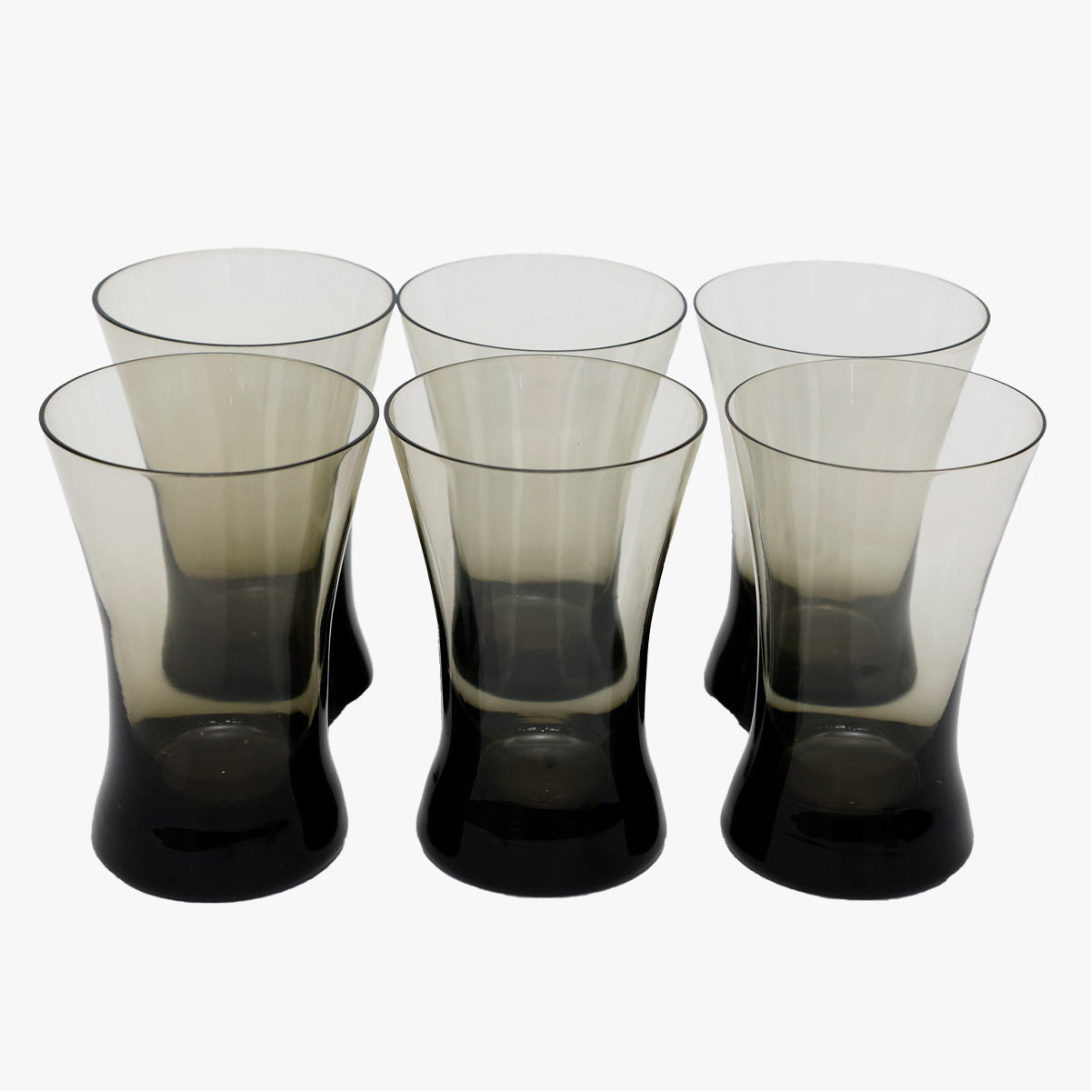 vintage smoky green highball glasses, set of 6