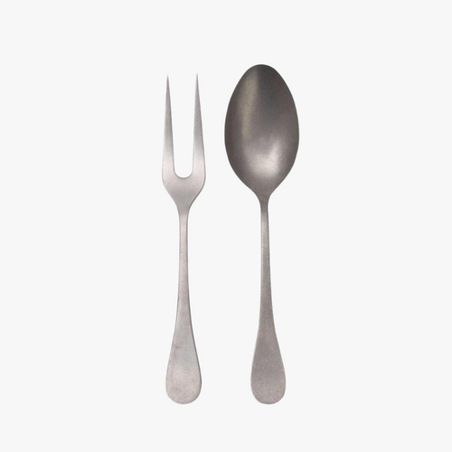 hudson serving set, 2 pc, stonewash silver