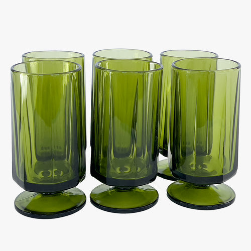 vintage avocado green footed glasses