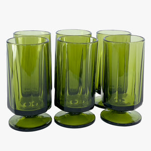 vintage avocado green footed glasses