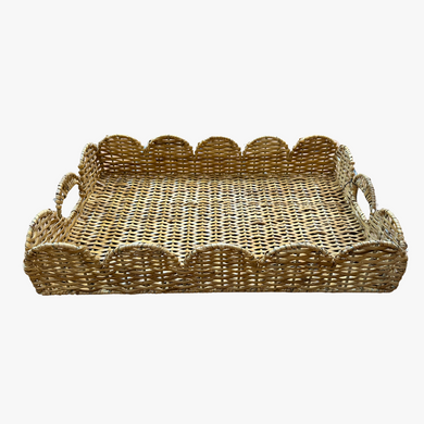 scalloped rectangular wicker tray