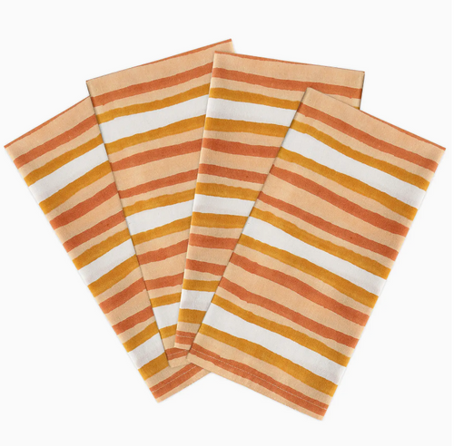 painterly stripe block print napkins