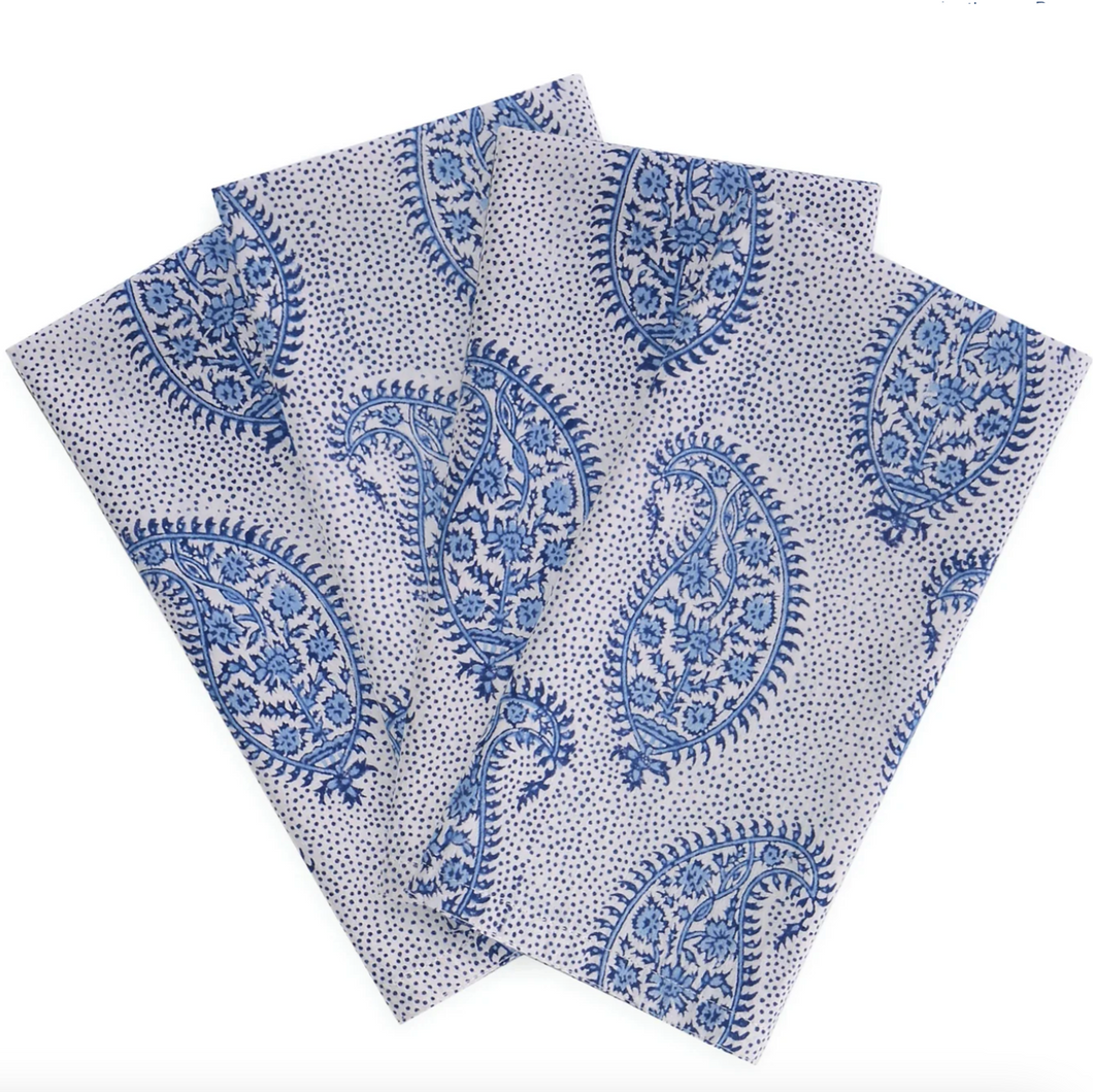 blue paisley block print napkins